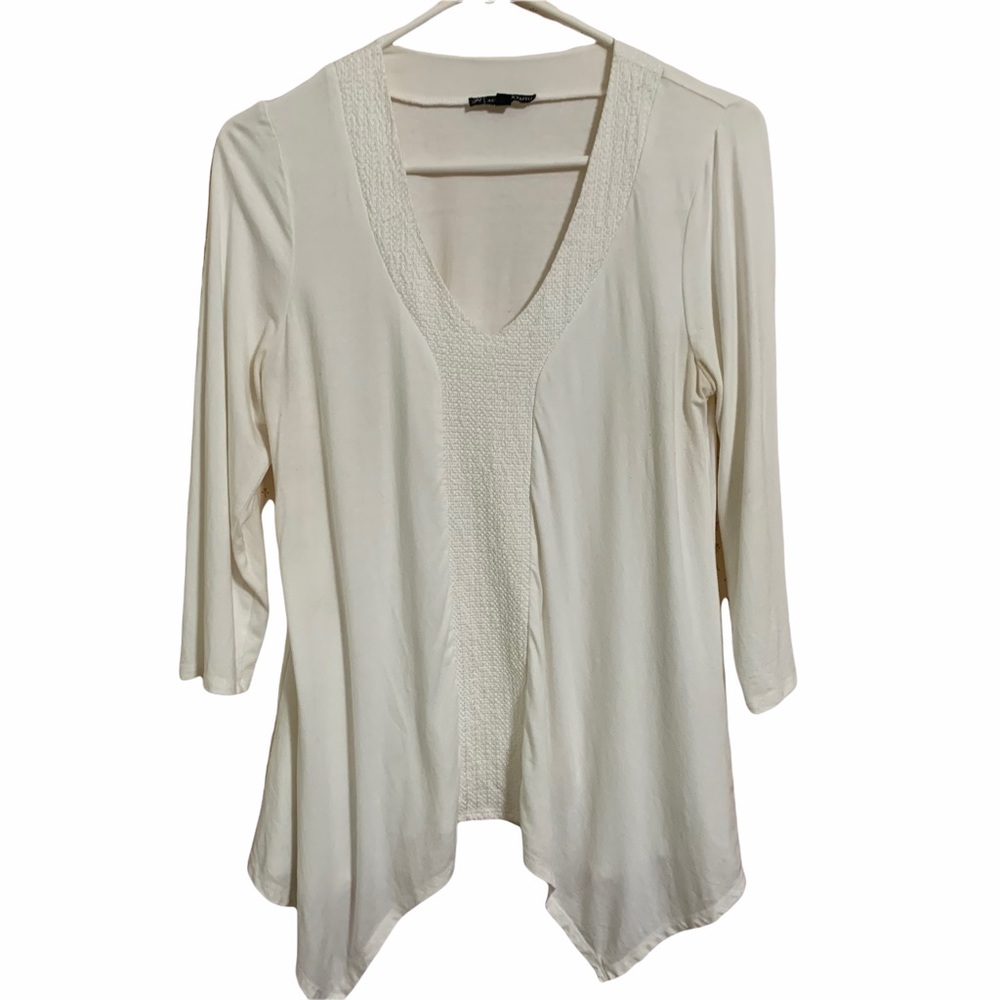 Adrianna Papell White Waterfall Blouse S